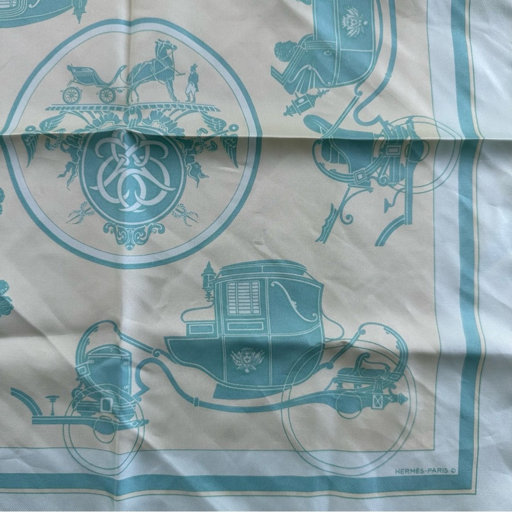 Vintage Authentic Hermes Green Equestrian Square Silk Scarf - Picture 3 of 9